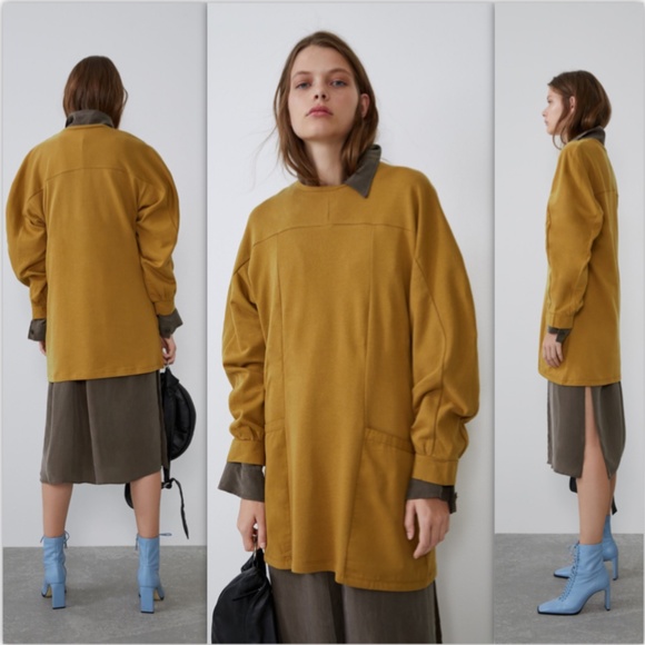 Zara Mustard Dress With Pockets NWT - Picture 2 of 16